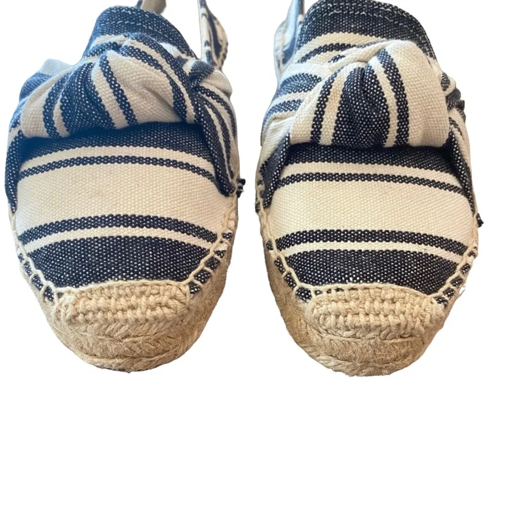Soludos Knotted Platform Espadrille Slipper Boho Flats Shoes Black & Cream sz 8